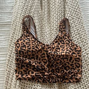 🤎BNWOT Coral Reef Mocha knotted Leopard Swim Top